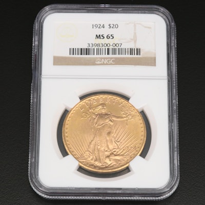NGC Graded MS65 1924 St. Gaudens $20 Gold Coin