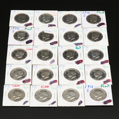 Twenty 1976-S Bicentennial Kennedy Half Dollar Proof Coins