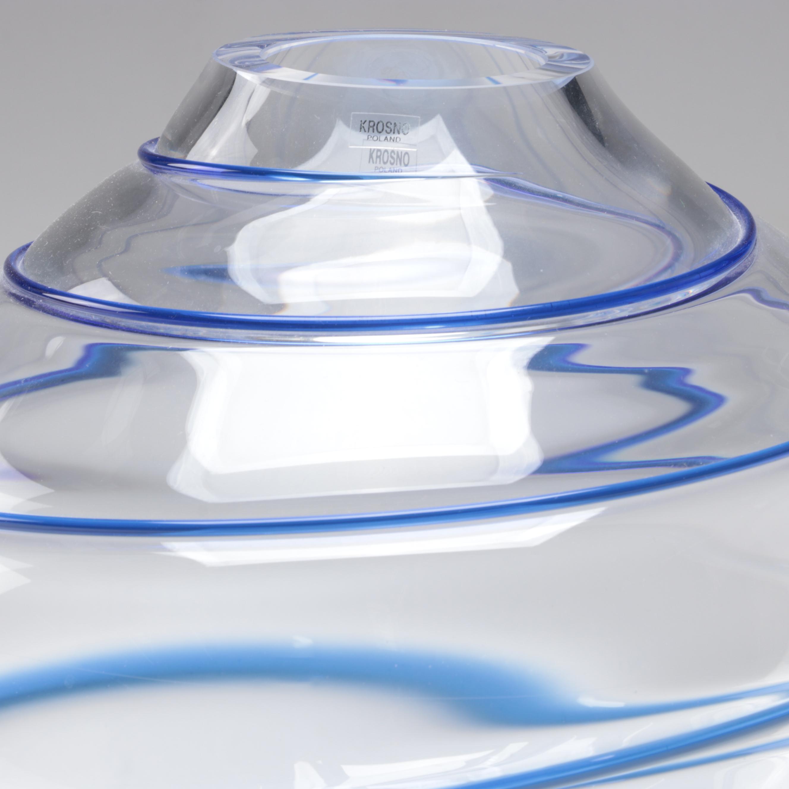 Krosno for Crate & Barrel "Santorini" Cobalt Blue Blown Glass Vase EBTH