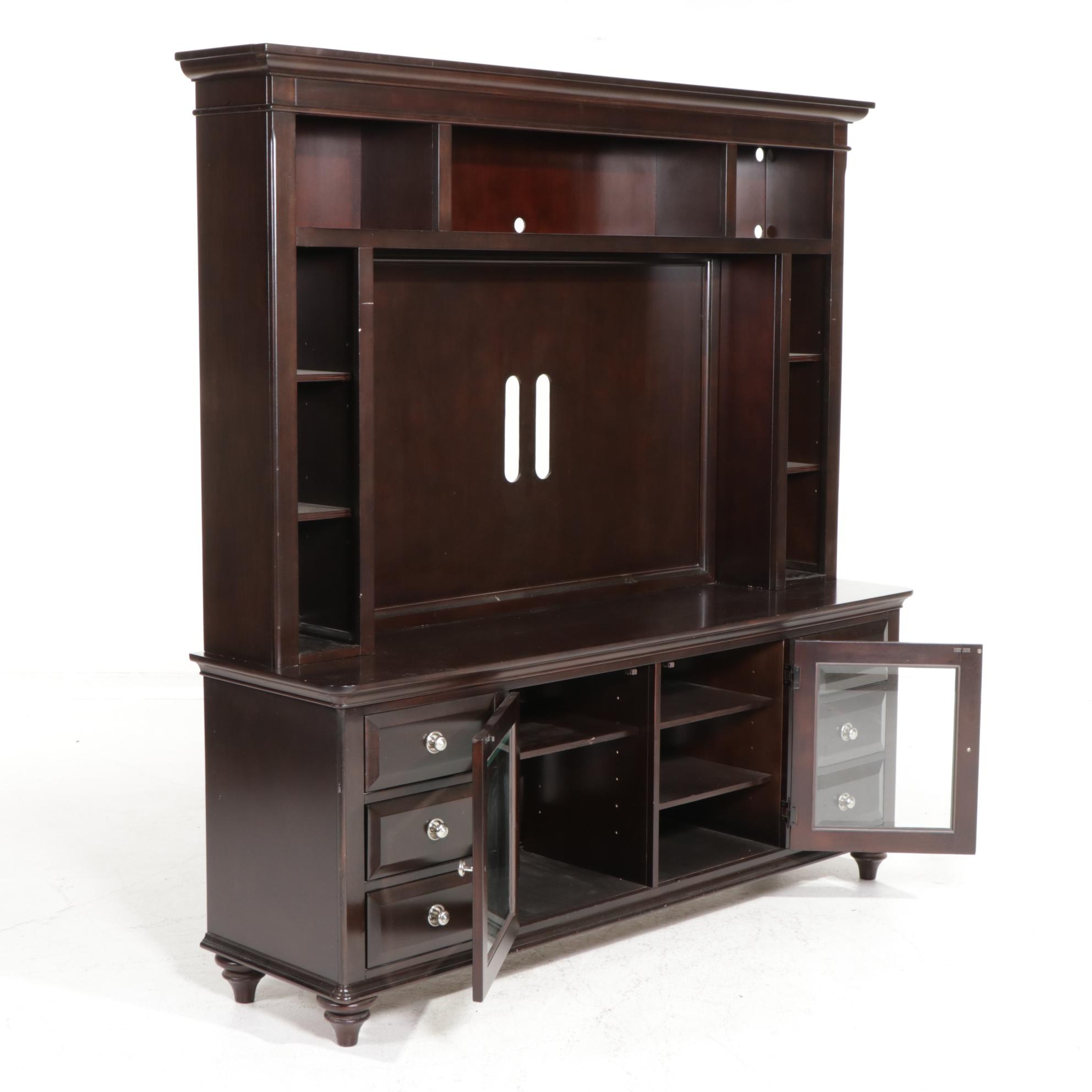 Contemporary SixDrawer Media with Glass Doors EBTH