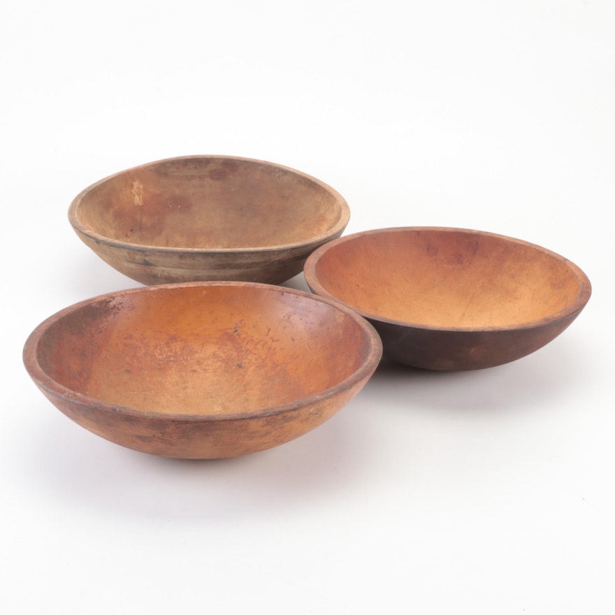 Carved Wooden Dough Bowls