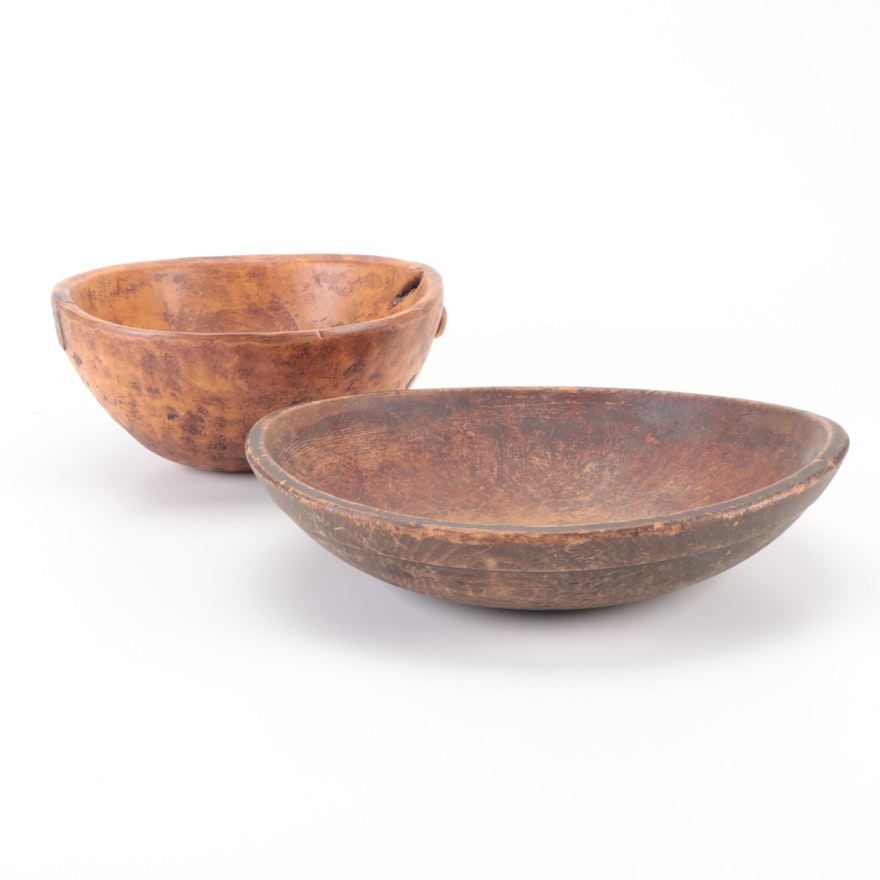 Turned Wood Dough Bowls, 19th Century