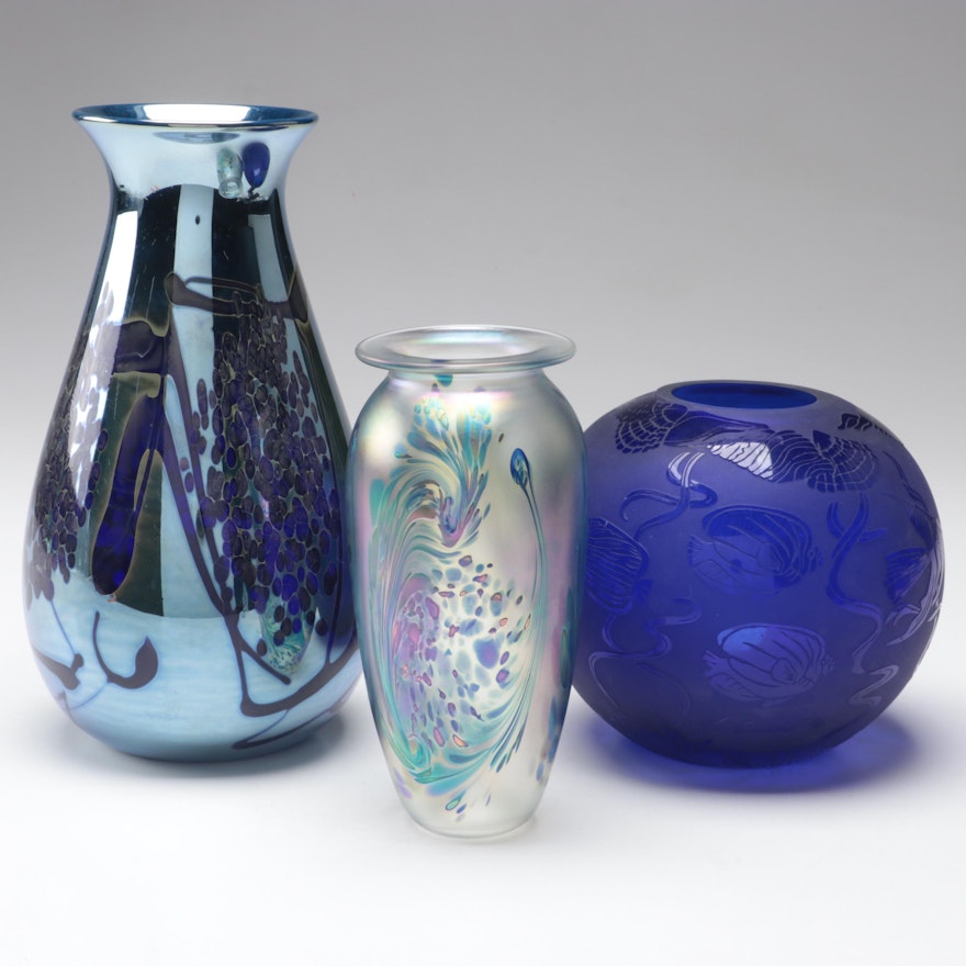 Blown Glass Vases Featuring Robert Eickholt and Arthur Court