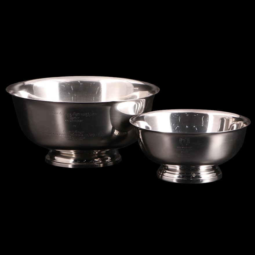 Gorham and Fisher "Paul Revere" Silver Plate Engraved Trophy Bowls
