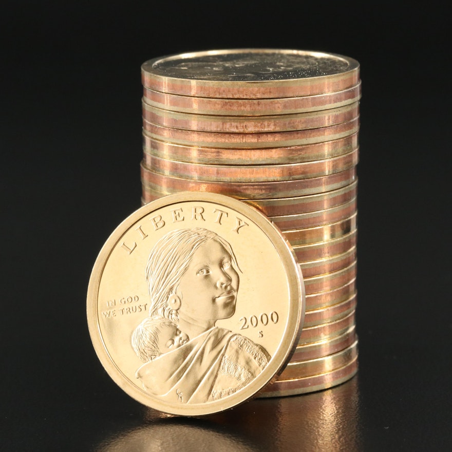 Twenty 2000-S Sacagawea Proof Dollars