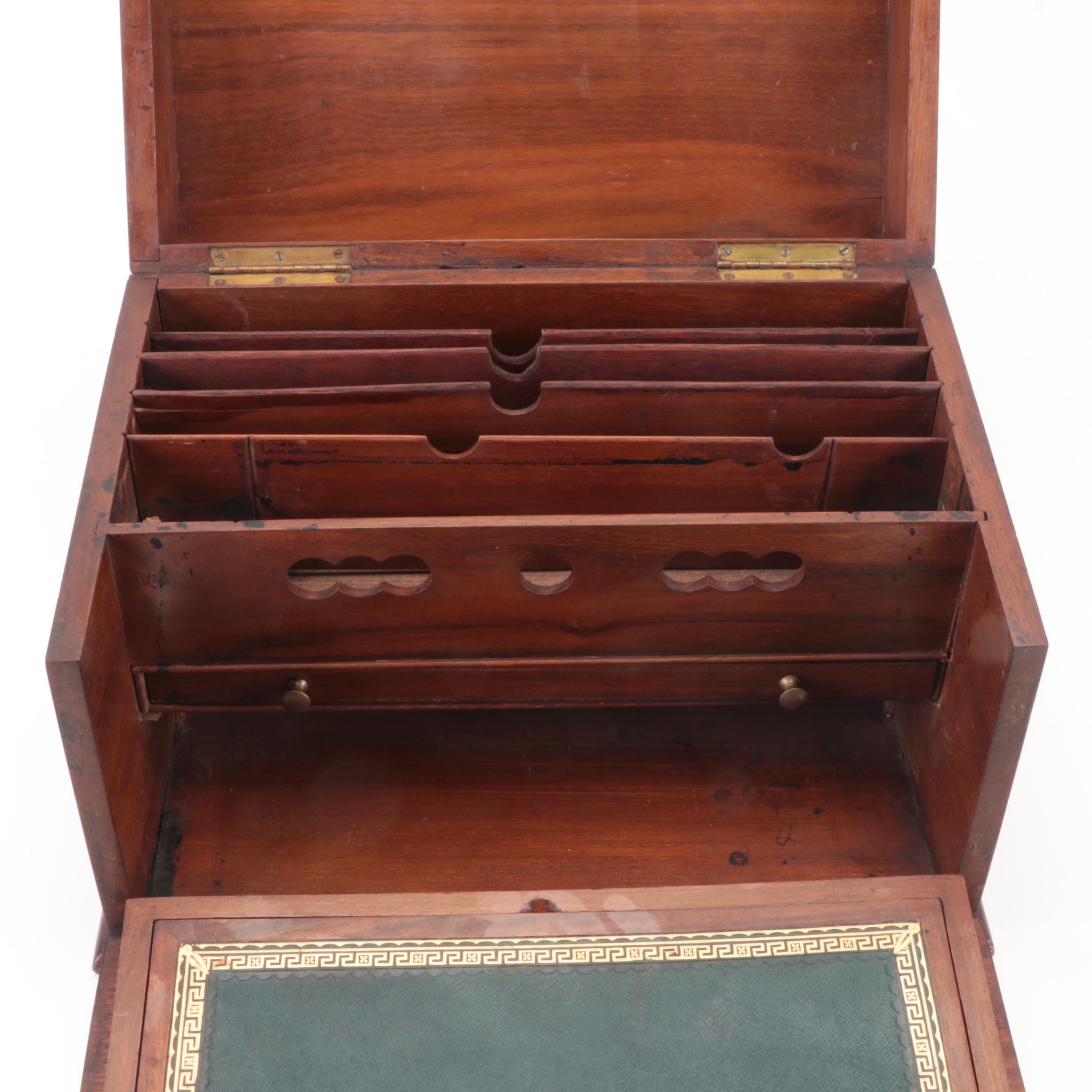 Victorian Mahogany Correspondence Box with Writing Slope, 19th Century