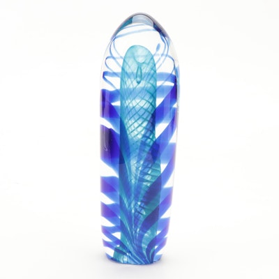 Lattice With Clear Case and Spiral Blown Art Glass Figure