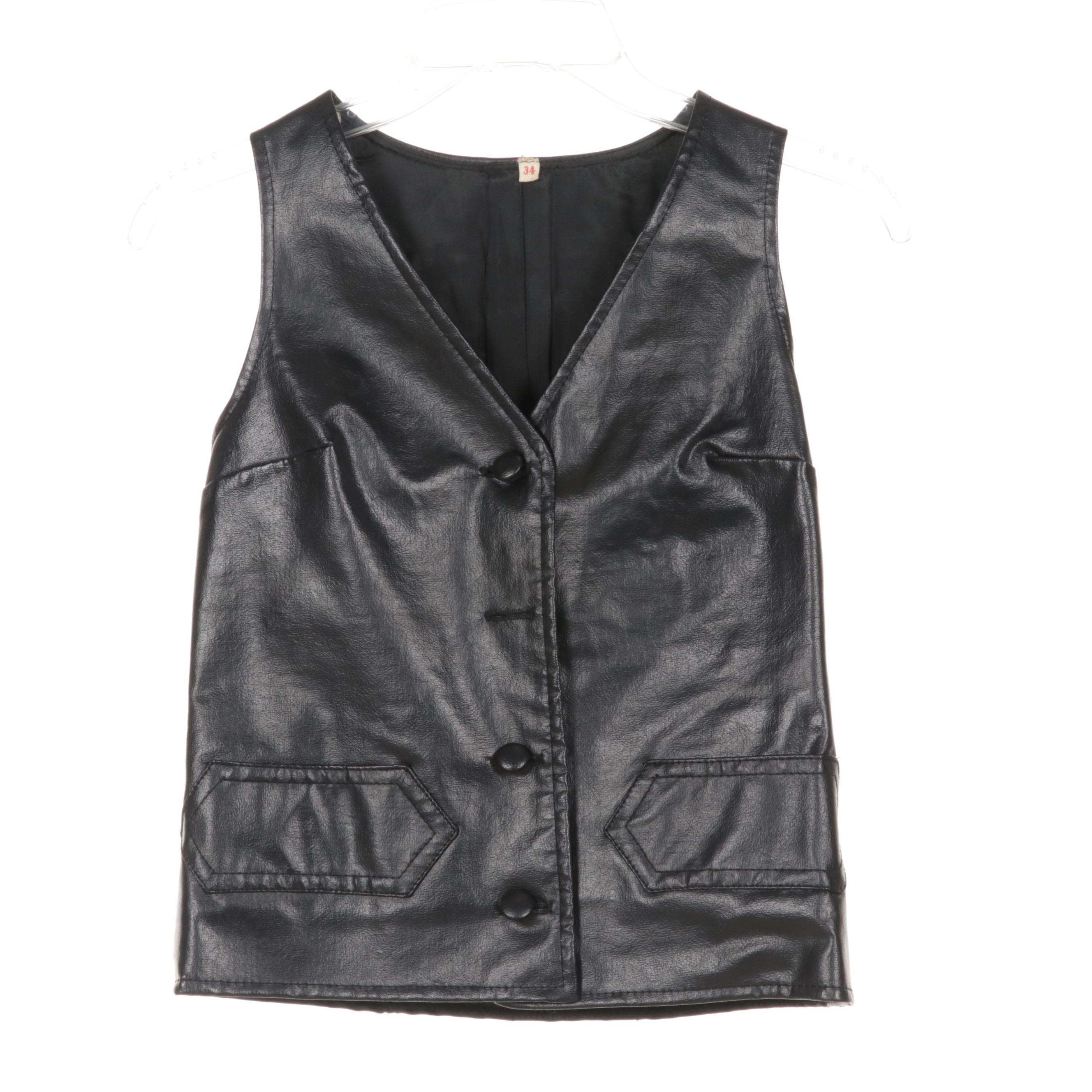 Black Faux Leather Vest and Skirt Set EBTH