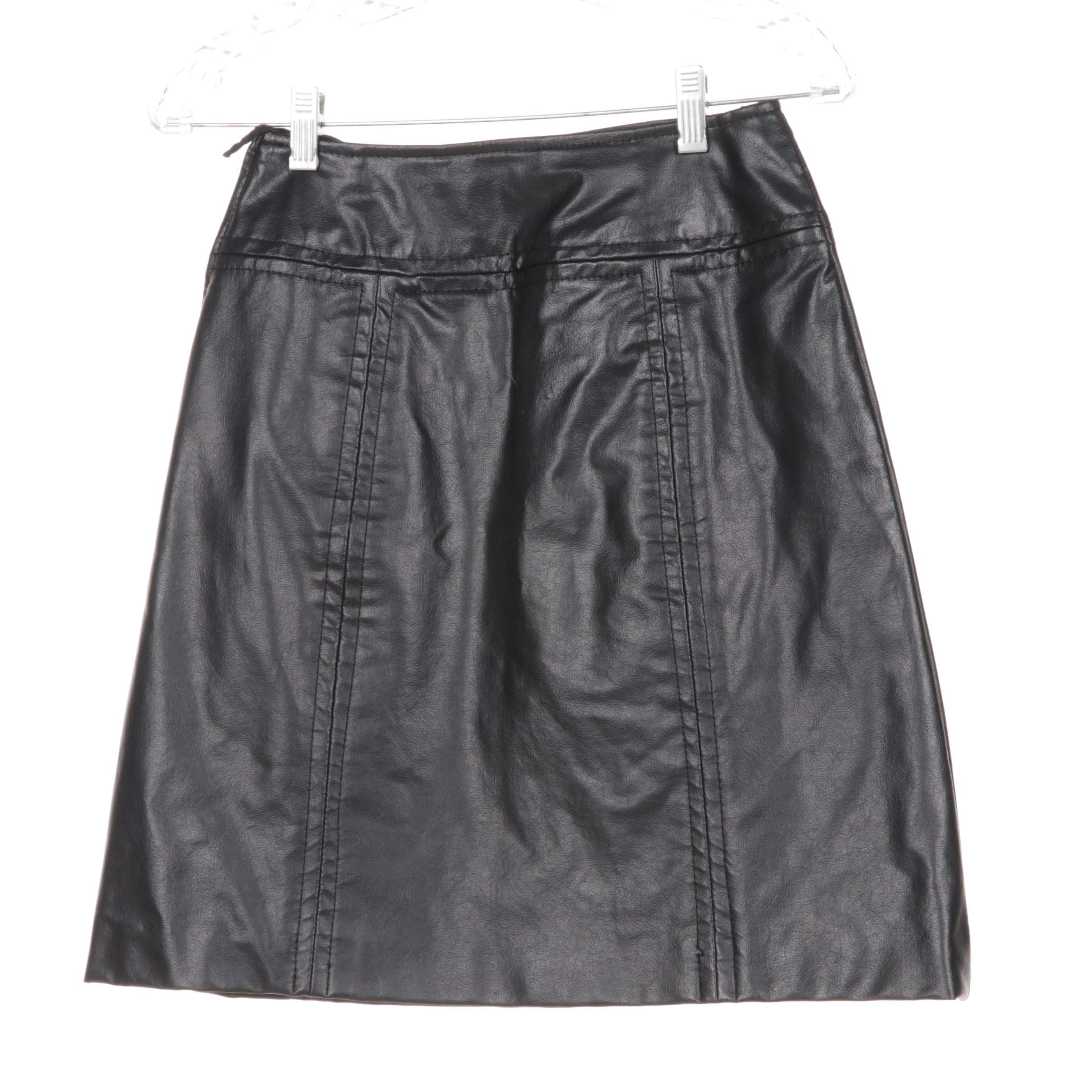 Black Faux Leather Vest and Skirt Set EBTH