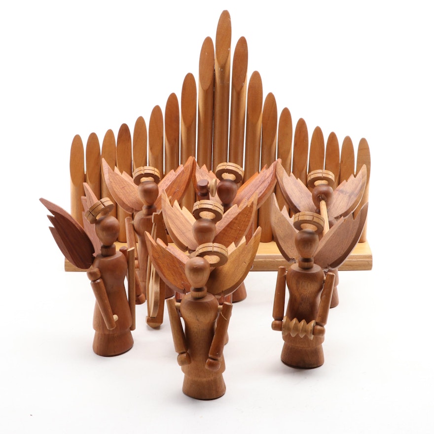 Handcrafted Wooden Angel Chorus Figures