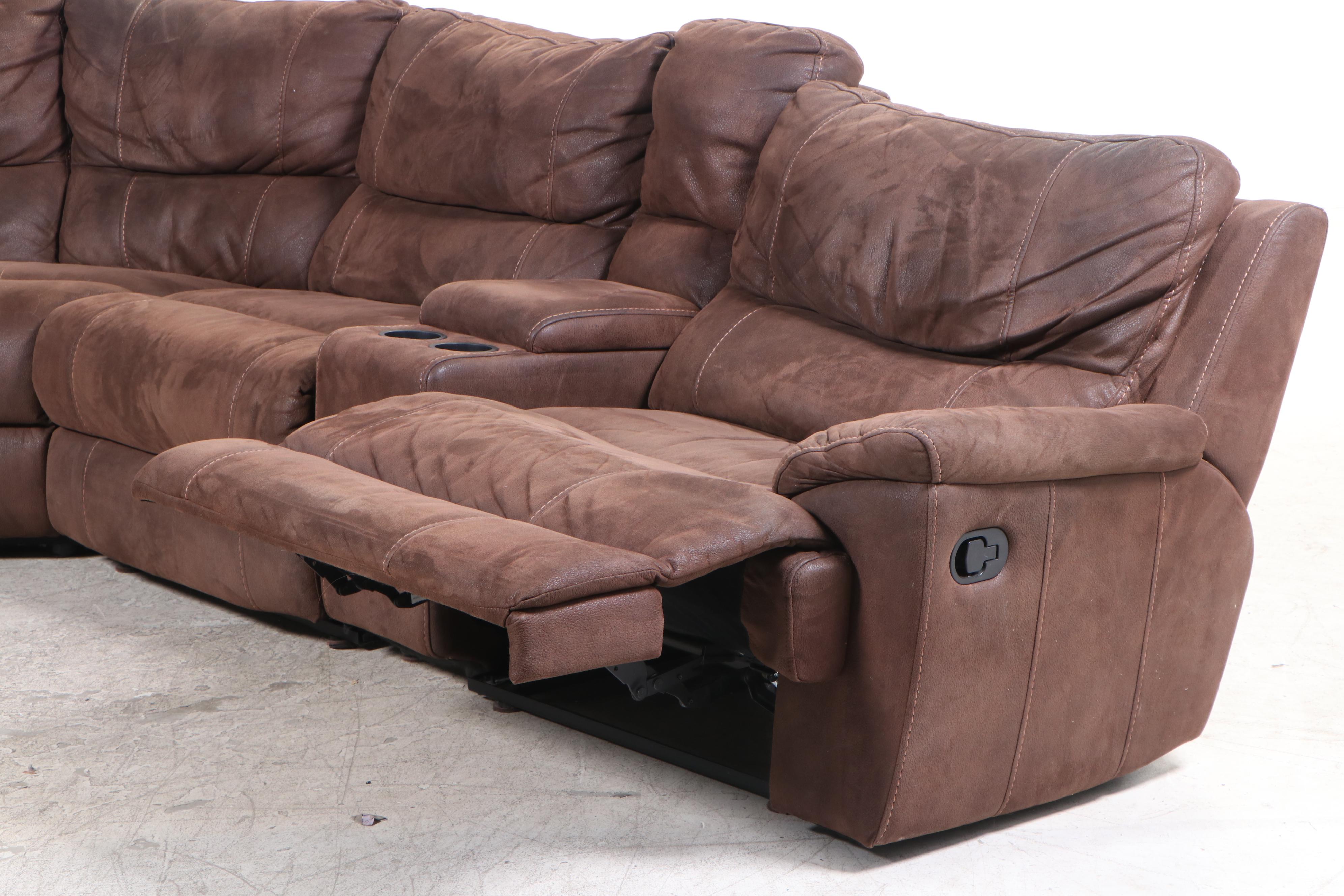 SixPiece Man Wah Furniture FauxLeather TripleReclining Sectional