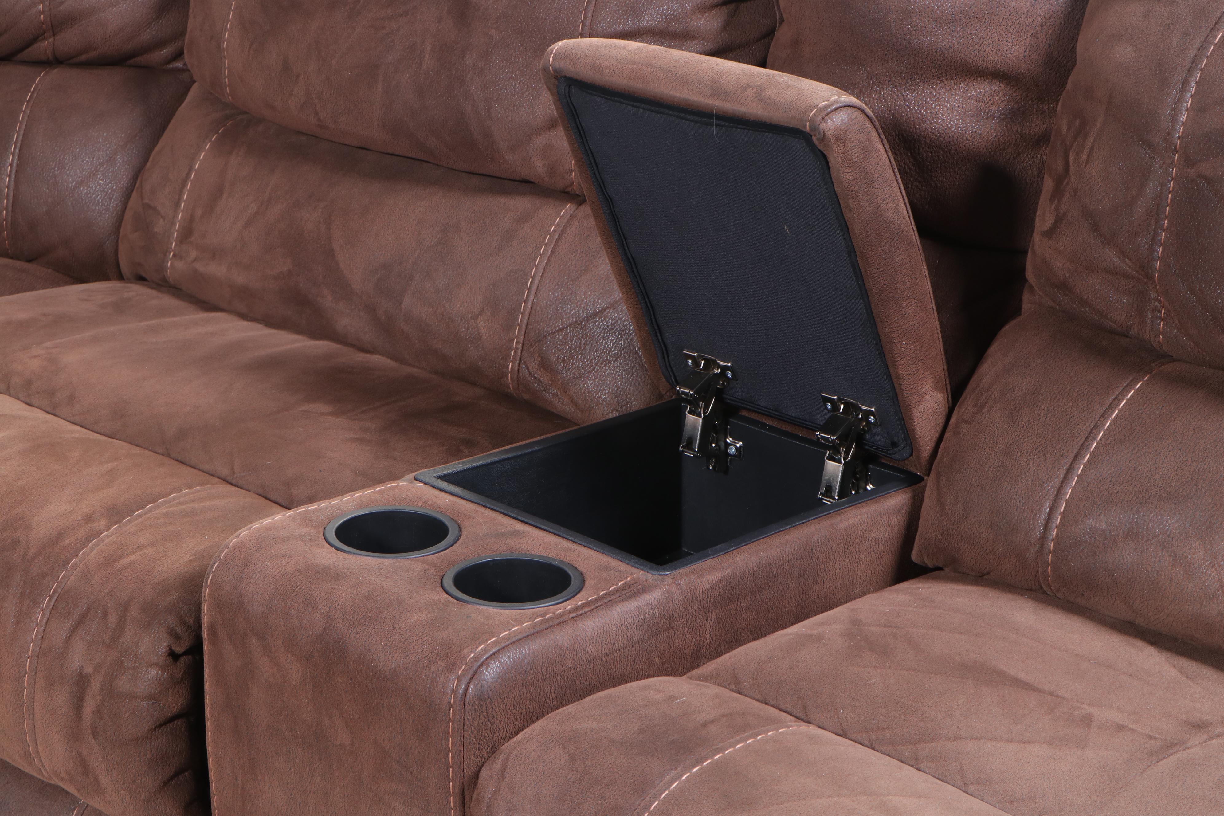 SixPiece Man Wah Furniture FauxLeather TripleReclining Sectional