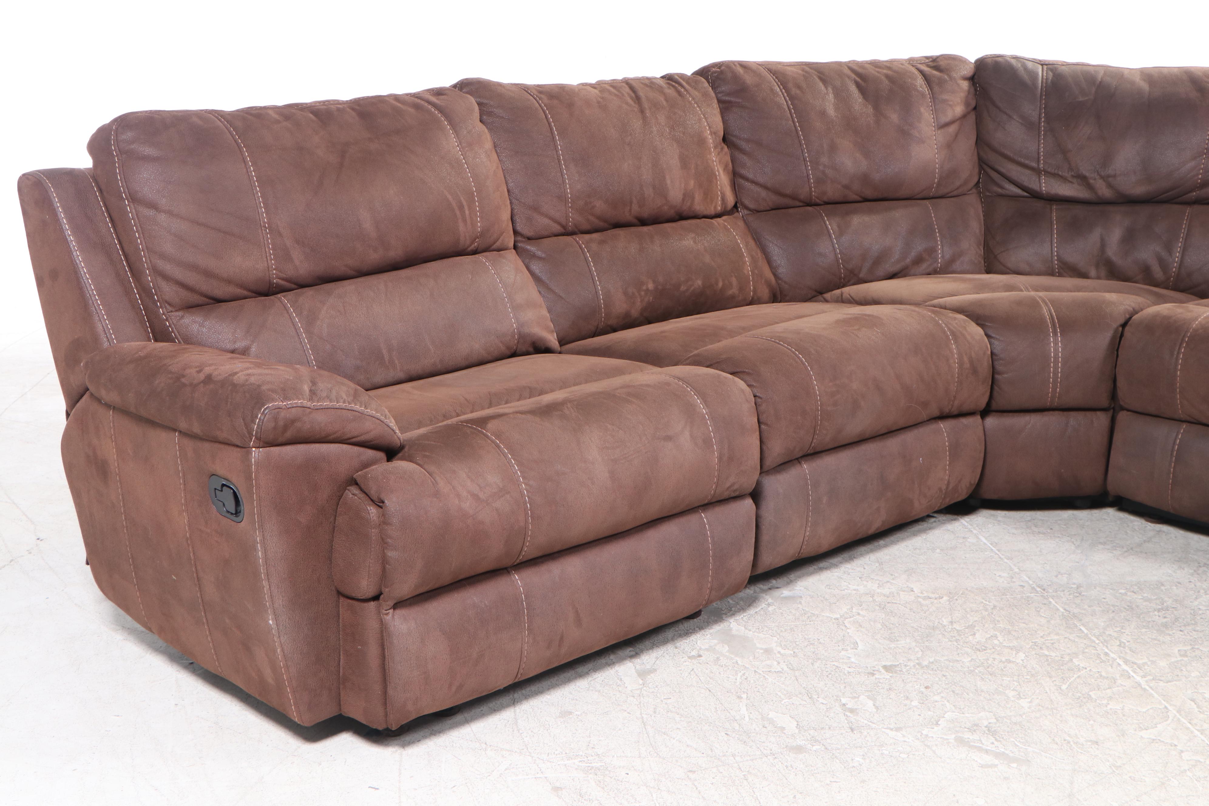 SixPiece Man Wah Furniture FauxLeather TripleReclining Sectional
