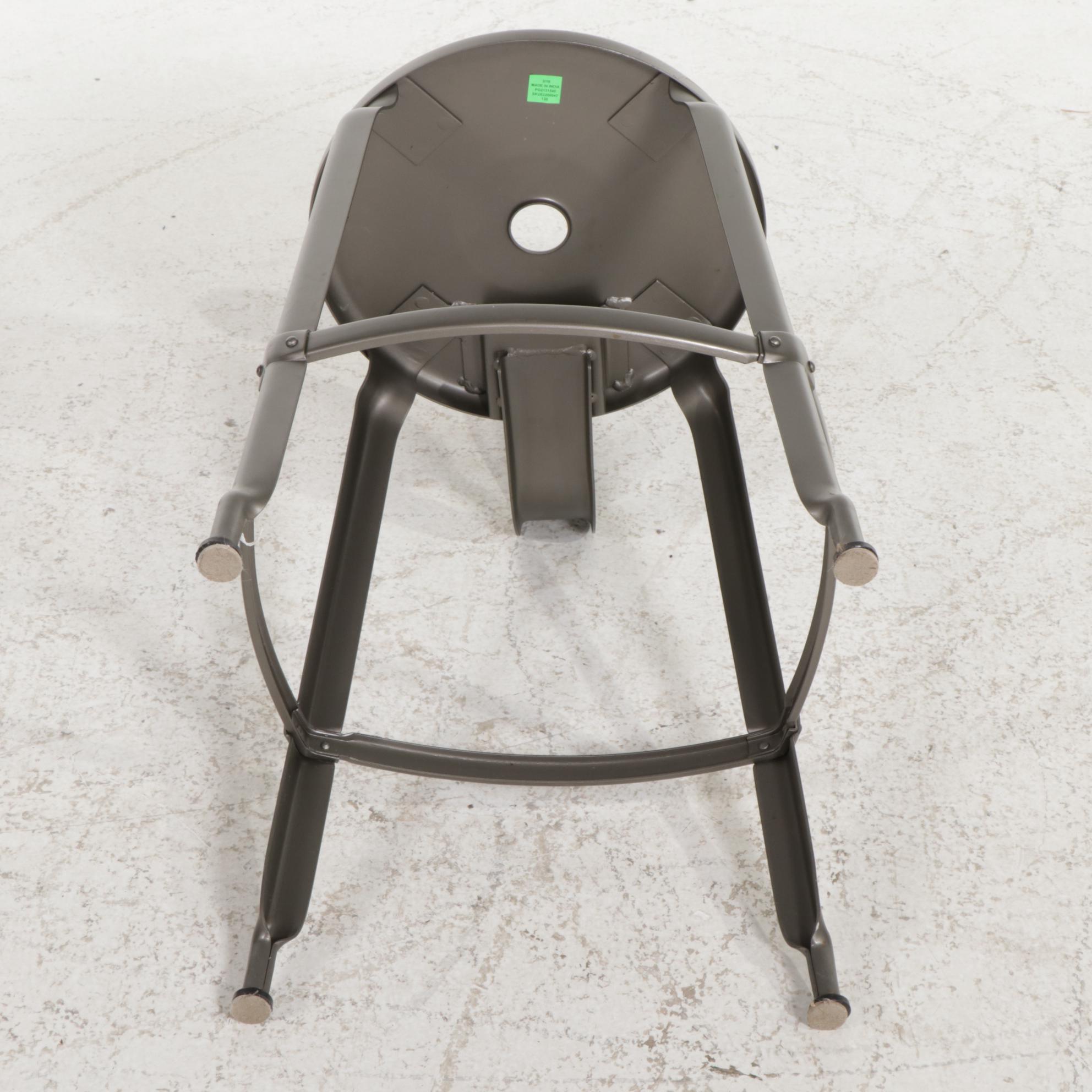 Five Restoration Hardware French TBack Metal CounterHeight Barstools