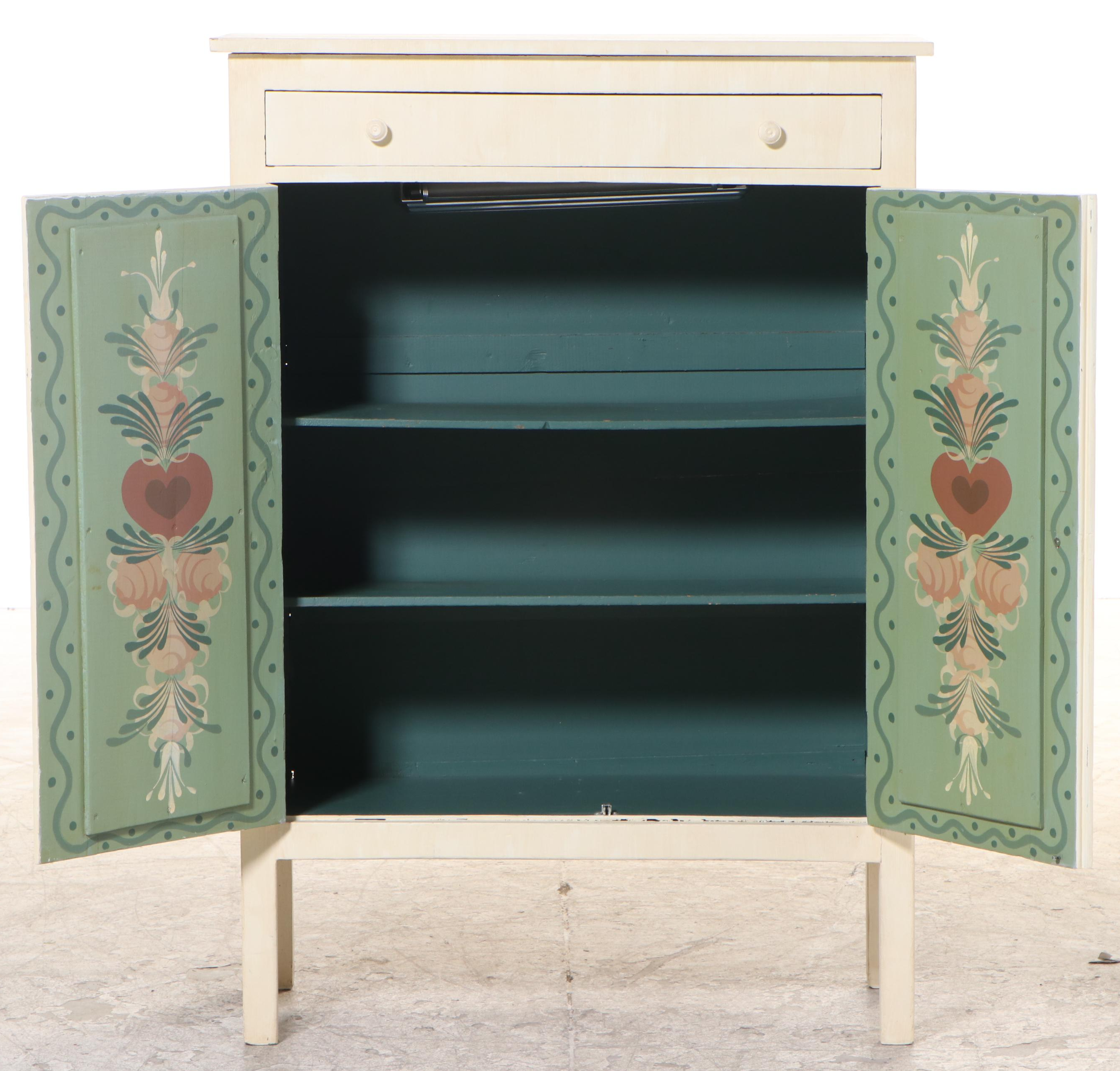 Victorian Painted Pie Safe with PaintDecorated Interior EBTH