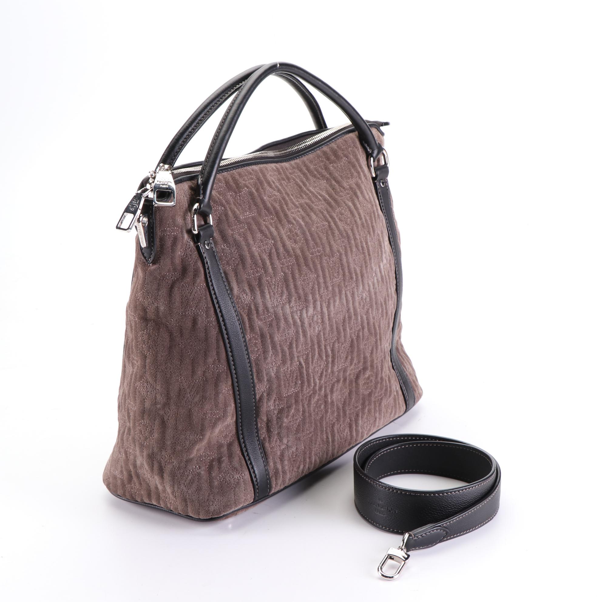 Louis Vuitton Antheia Ixia Monogram Stitched Suede Shoulder Bag EBTH