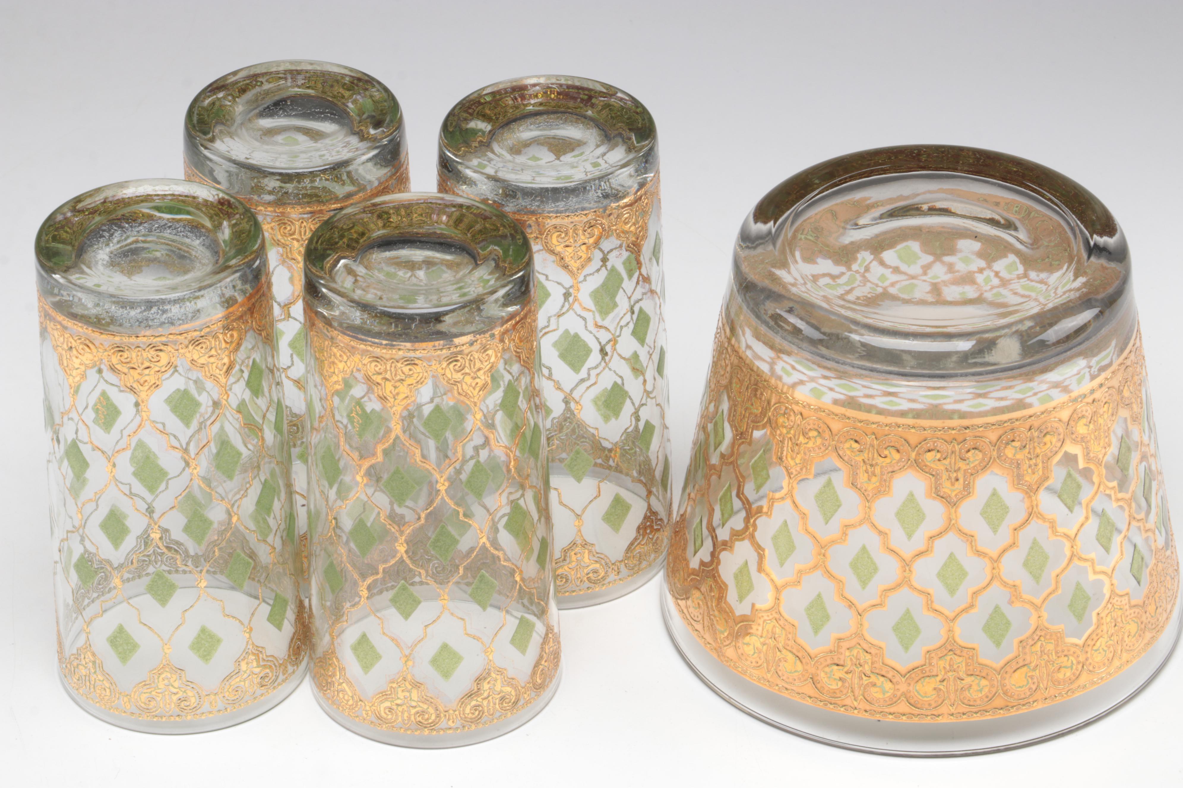 Culver "Valencia" Ice Bucket, Double Old Fashioned Glasses and Tumblers