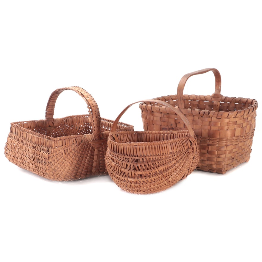 Handcrafted Woven Buttocks and Other Handled Baskets