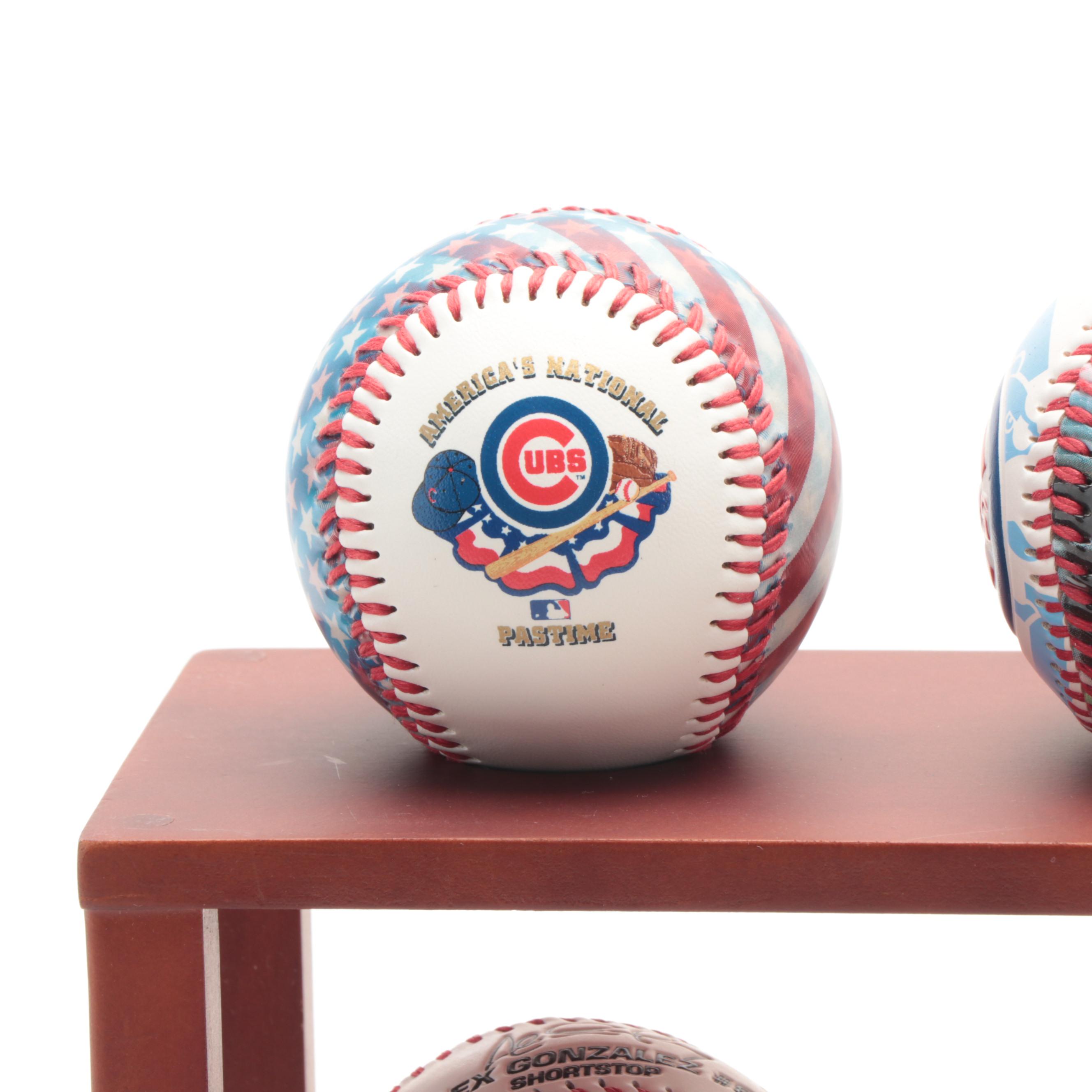Chicago Cubs, Boston Red Sox Commemorative Baseballs With Display