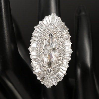 1950s Platinum 7.31 CTW Diamond Converter Ring-Dant by Palais Jewelers Inc.