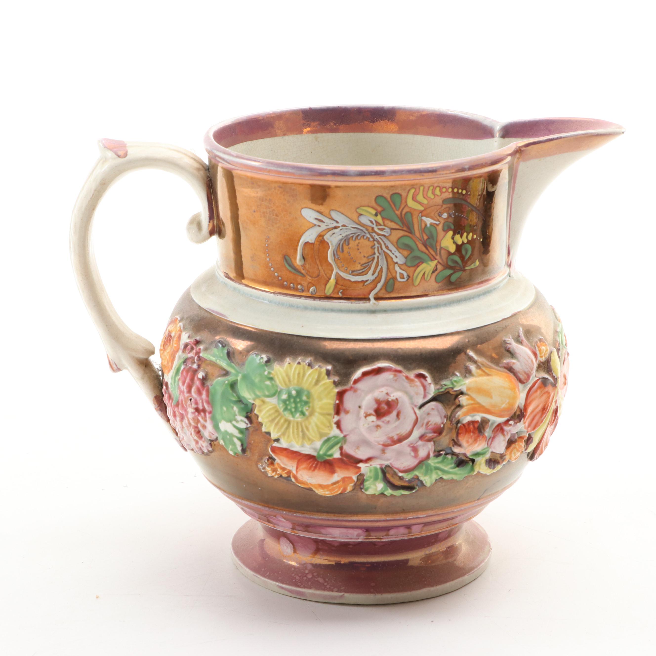 Sewell with Other English Floral Earthenware Pitchers and Mugs EBTH