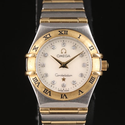 1998 Omega Constellation Diamond, Mother-of-Pearl, 18K and Stainless Wristwatch