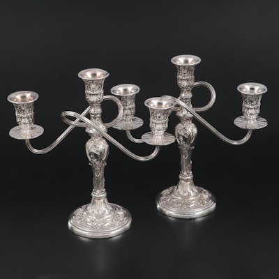 Pair of Wm Rogers Silver Plate Candelabra, Late 19th/Early 20th C.
