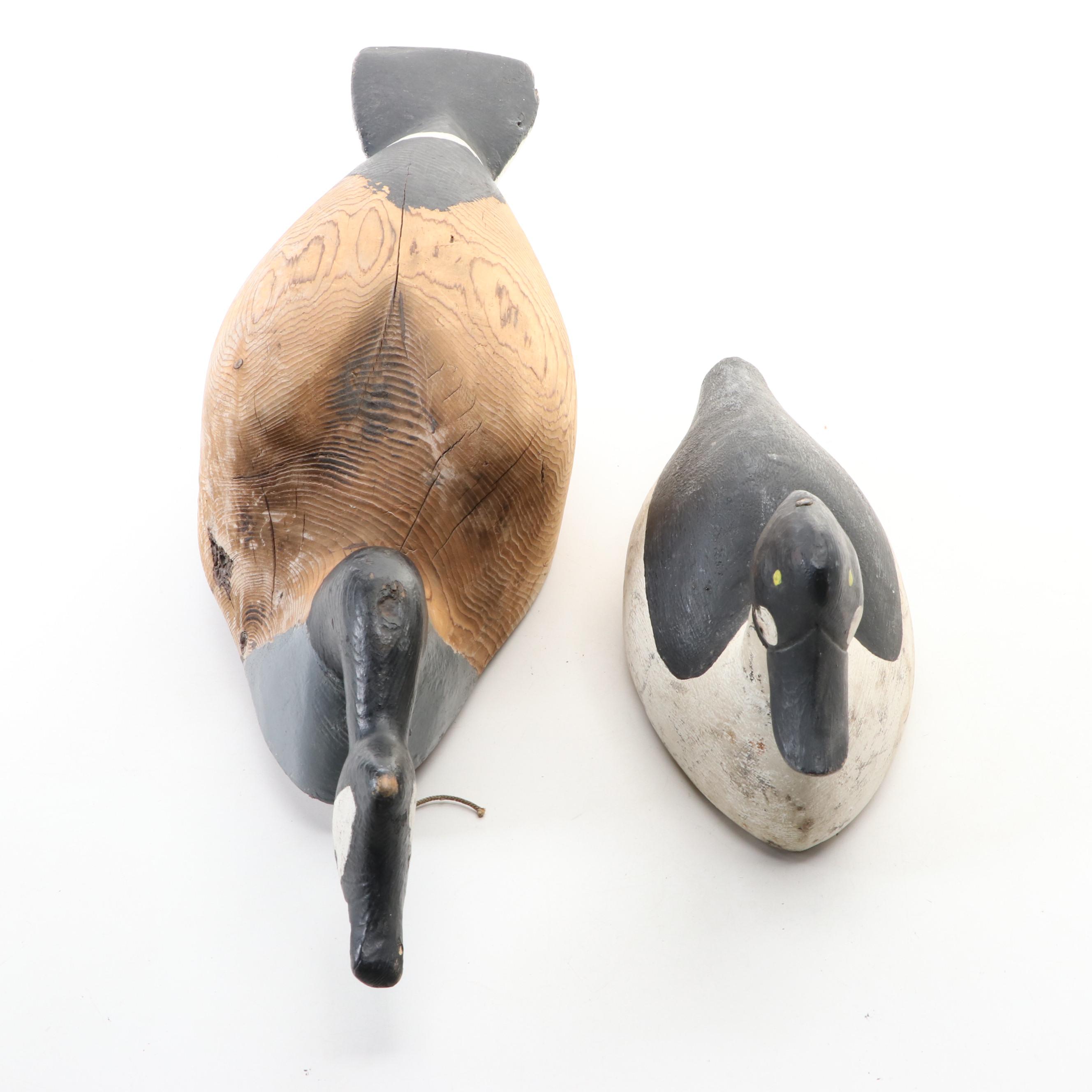 Canada Goose and Common Goldeneye Duck HandPainted Wood Decoys EBTH