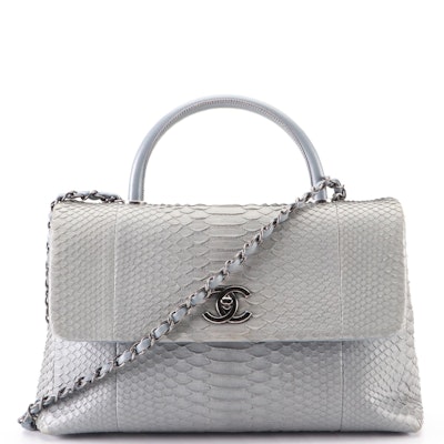 Chanel Coco Top Handle Medium Bag in Python Skin and Leather