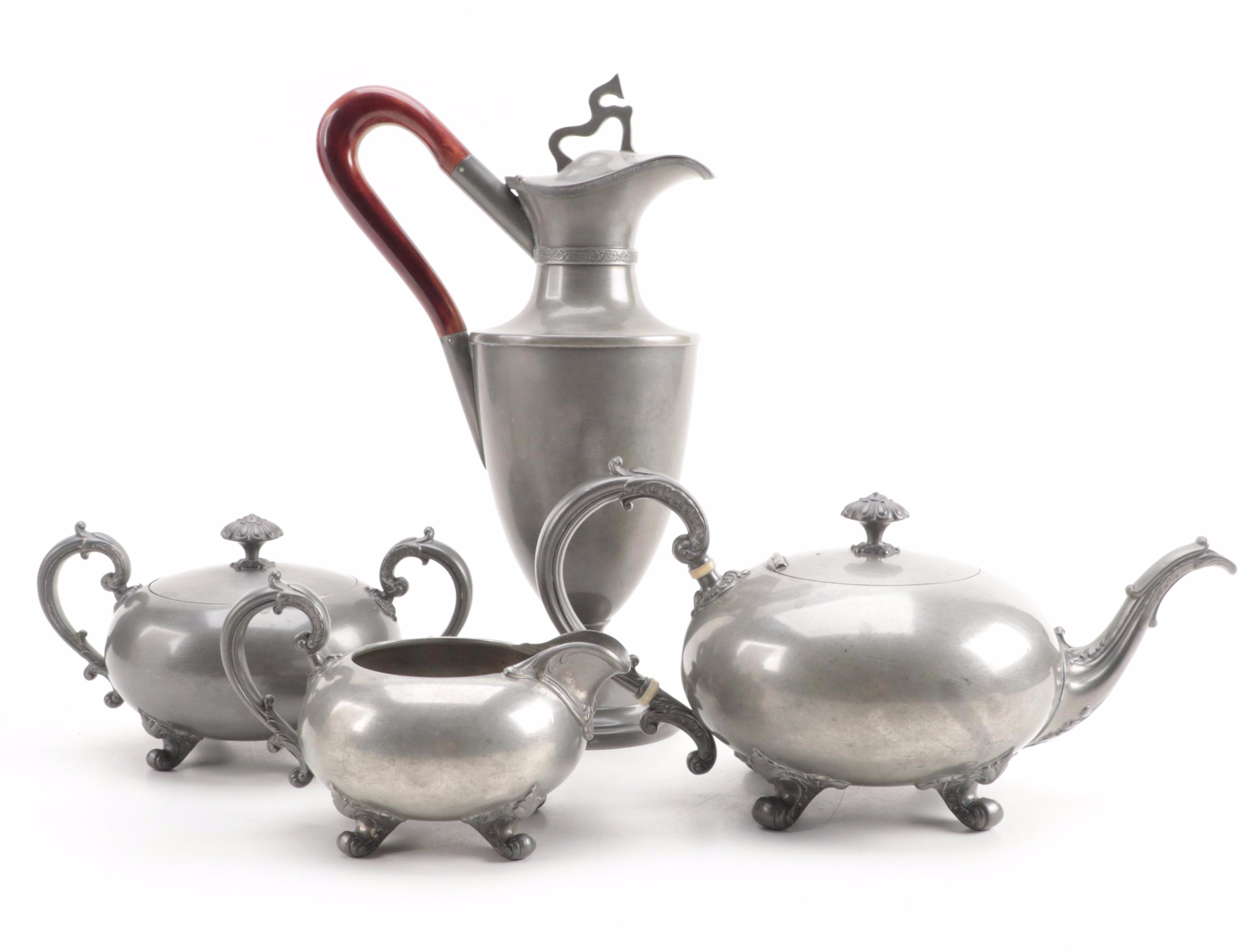 Reed & Barton Pewter Pitcher and Tea Set with Other Ice Bucket EBTH