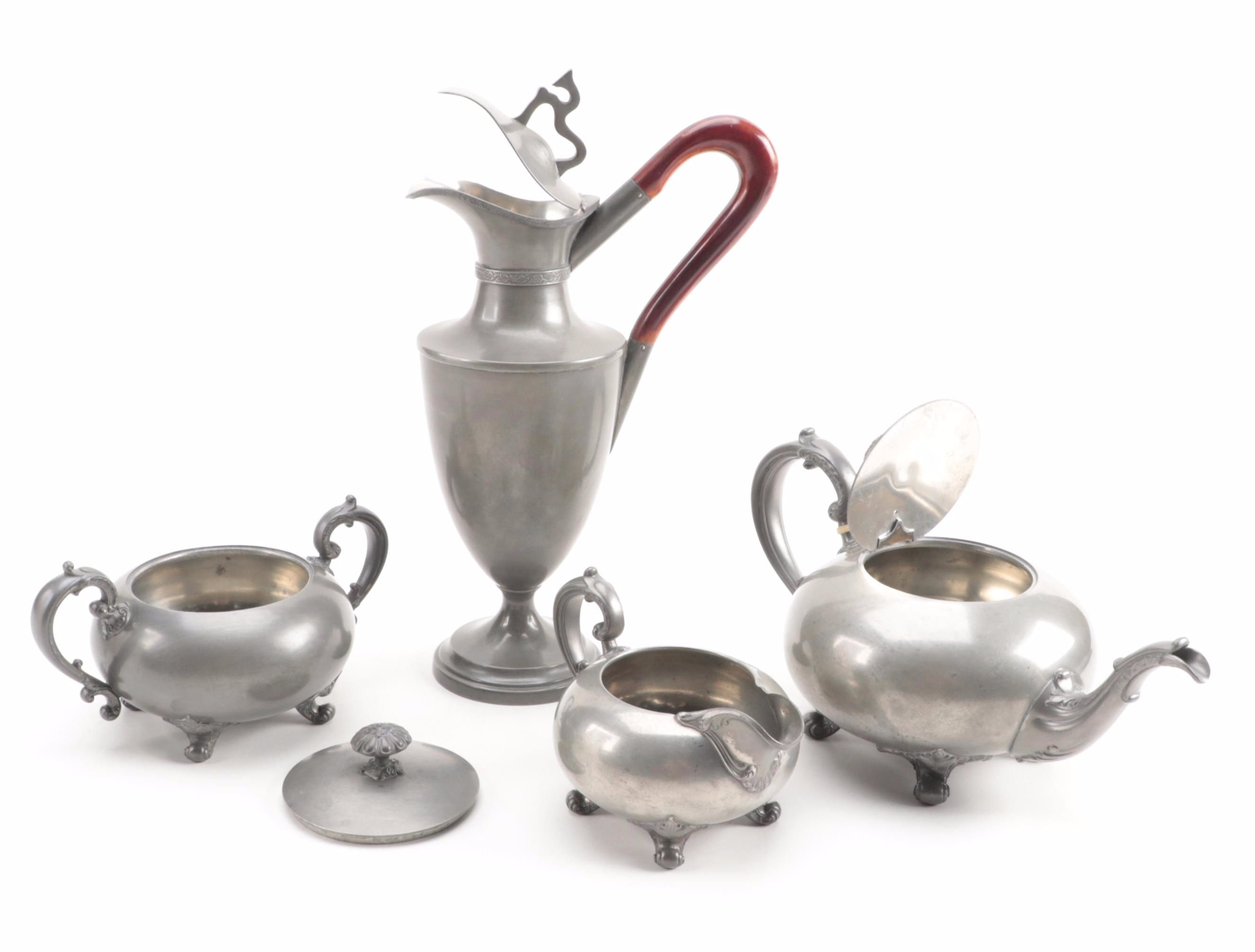 Reed & Barton Pewter Pitcher and Tea Set with Other Ice Bucket EBTH