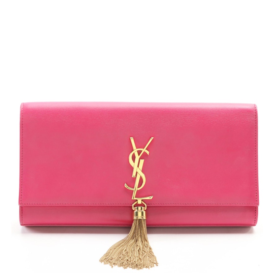 Yves Saint Laurent YSL Clutch with Tassel in Leather