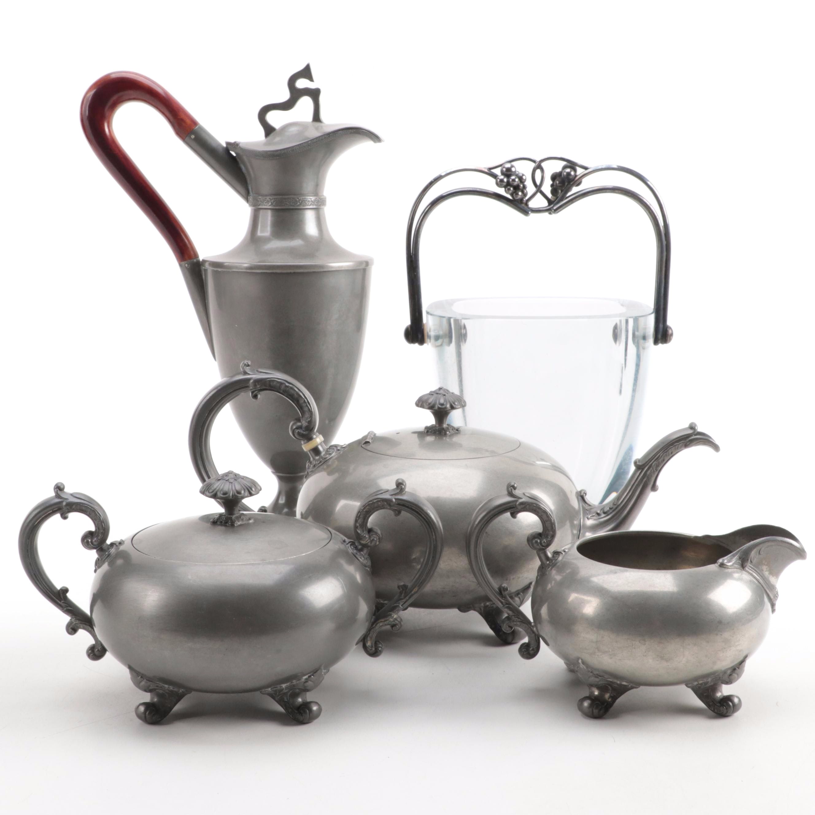 Reed & Barton Pewter Pitcher and Tea Set with Other Ice Bucket EBTH