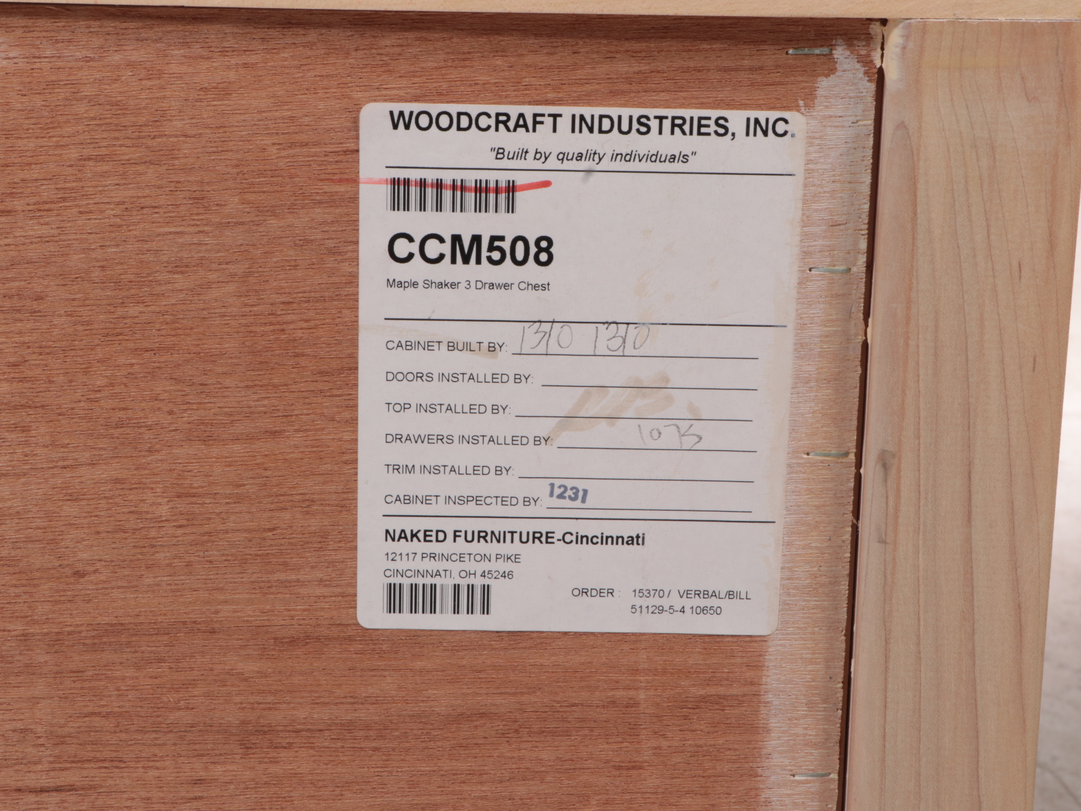 Woodcraft Industries Shaker Style Maple ThreeDrawer Chest EBTH