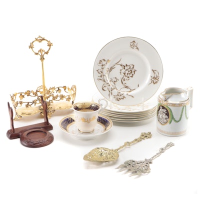 Royal Worcester "Carnation" Plates with Old Paris Porcelain and Other Tableware