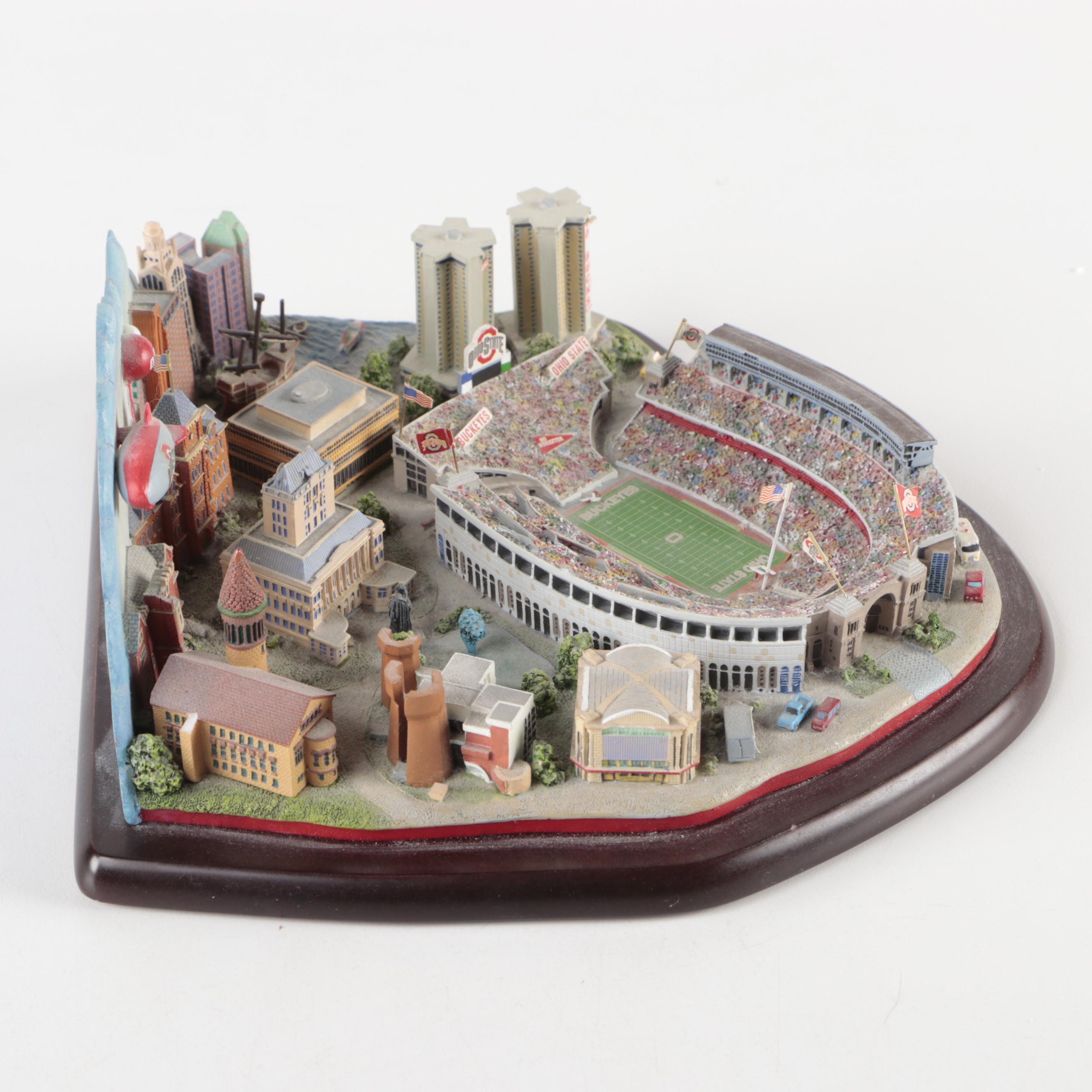 The Danbury Mint OSU Football Stadium Replica with Signed Troy Smith, More Cards EBTH