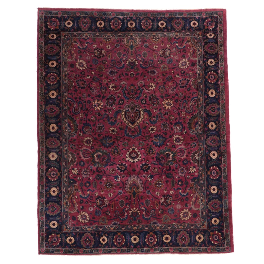 9'1 x 11'5 Hand-Knotted Persian Kashan Area Rug