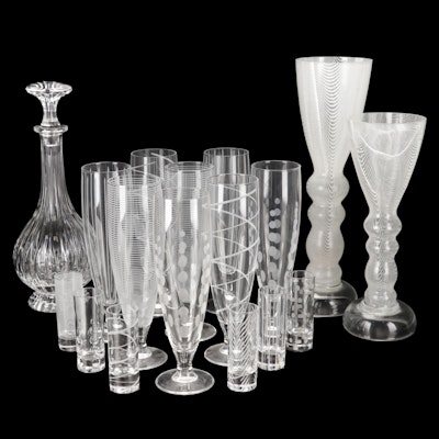 Arcoroc France "Metropolitan" Pilsner Glasses, Shot Glasses, Decanter and Vase
