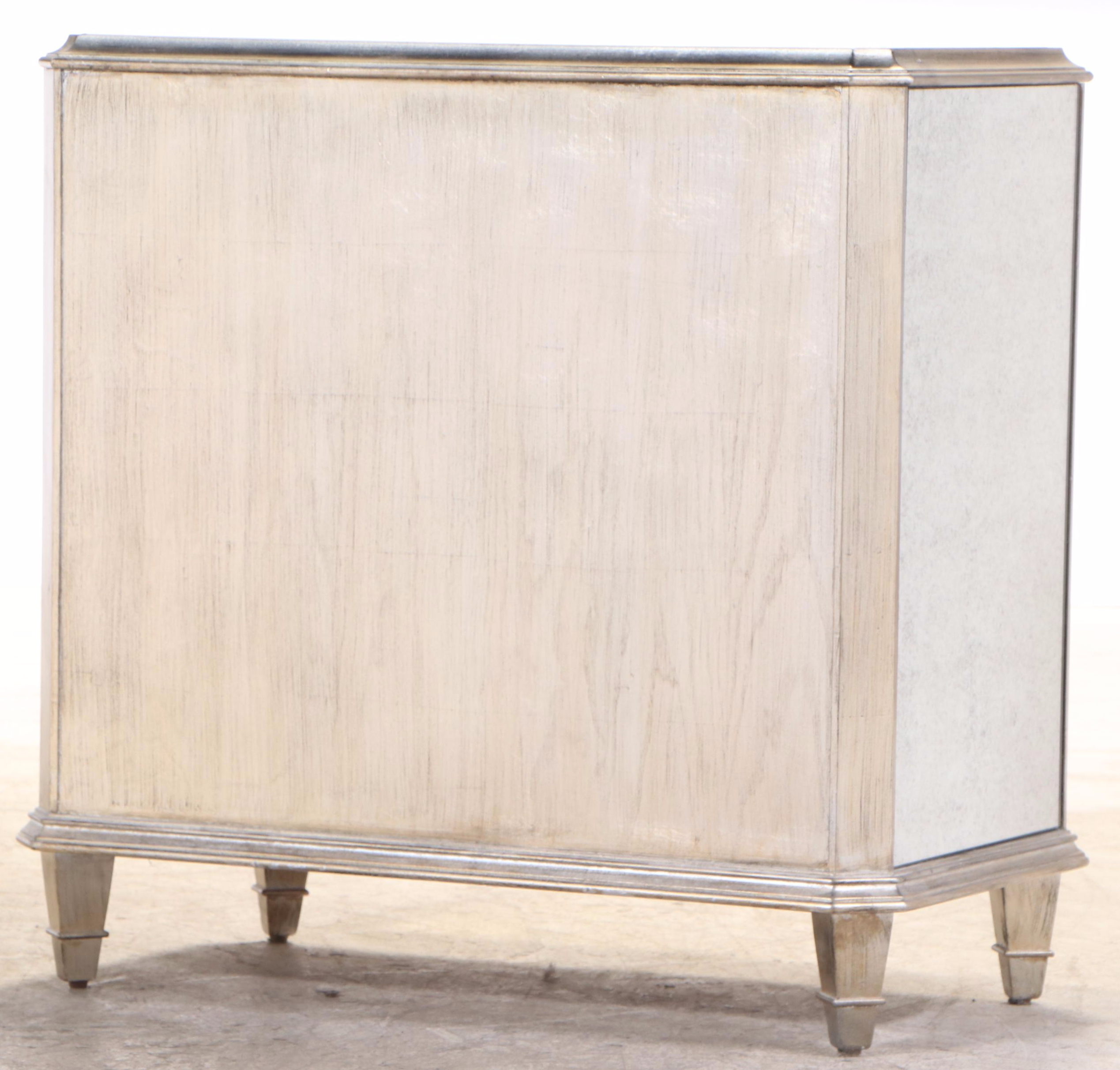 Ethan Allen SilverGilt and MIrrored Glass ThreeDrawer Bedside Chest EBTH