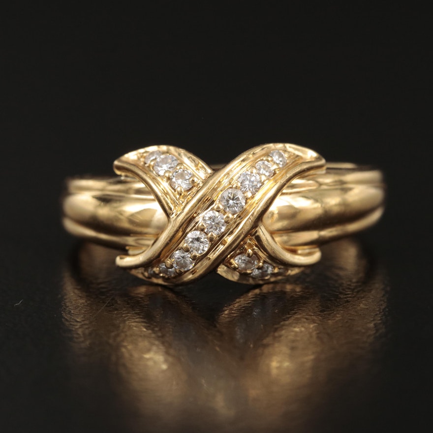 1990s Tiffany & Co. "Signature X" 18K 0.22 CTW Diamond Ring