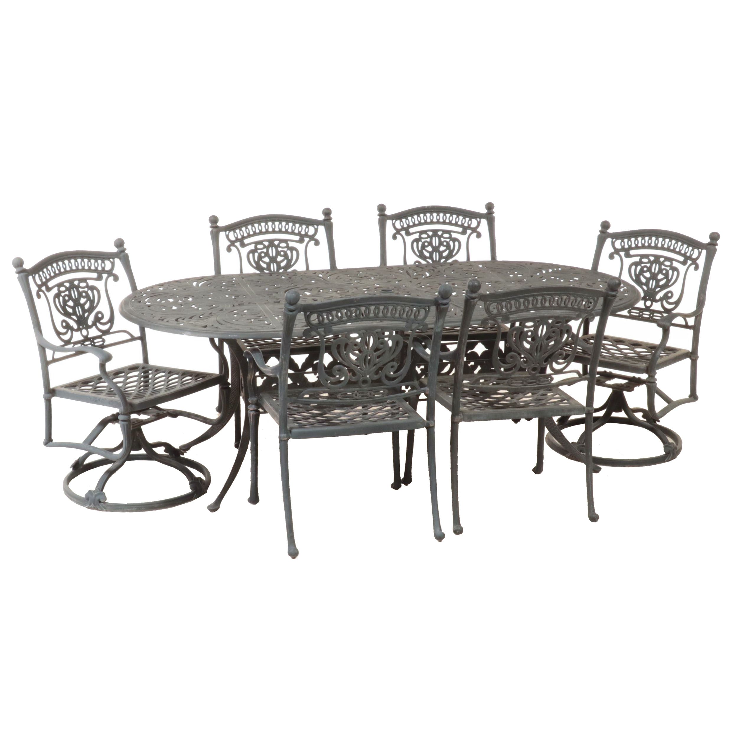 EightPiece Hanamint Patinated and Cast Aluminum Patio Dining Set EBTH