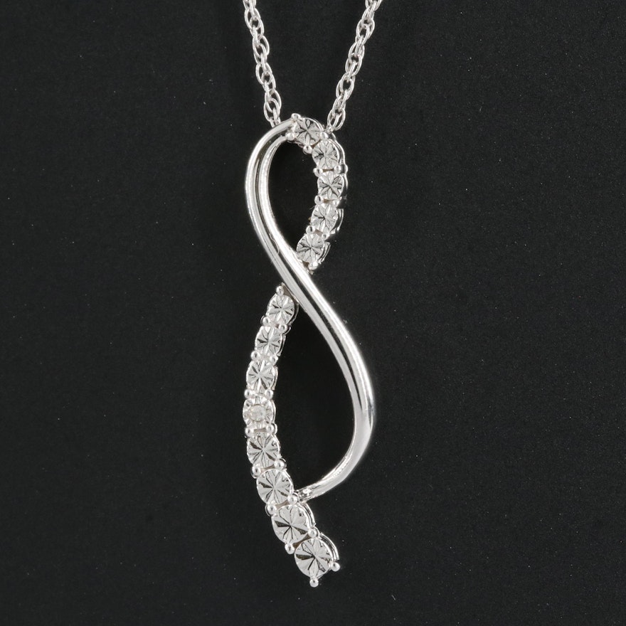 Sterling Diamond Infinity Pendant Necklace