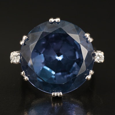 14K 24.84 CT Color Change Sapphire and Diamond Ring