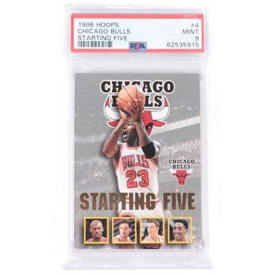 1996 NBA Hoops Chicago Bulls Starting Five PSA Graded 9 Mint Basketball Card