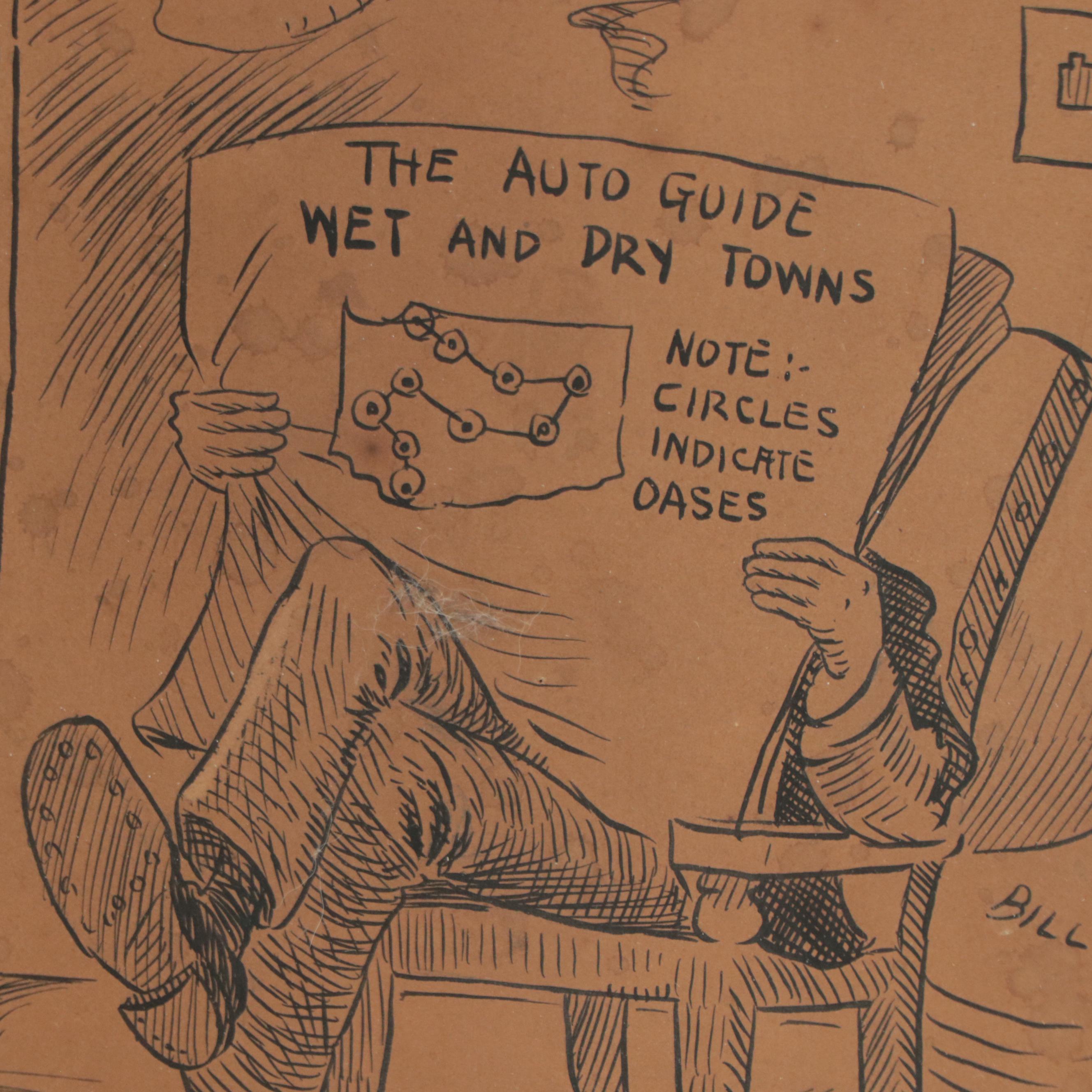 Political Comic Style Ink Drawing | EBTH