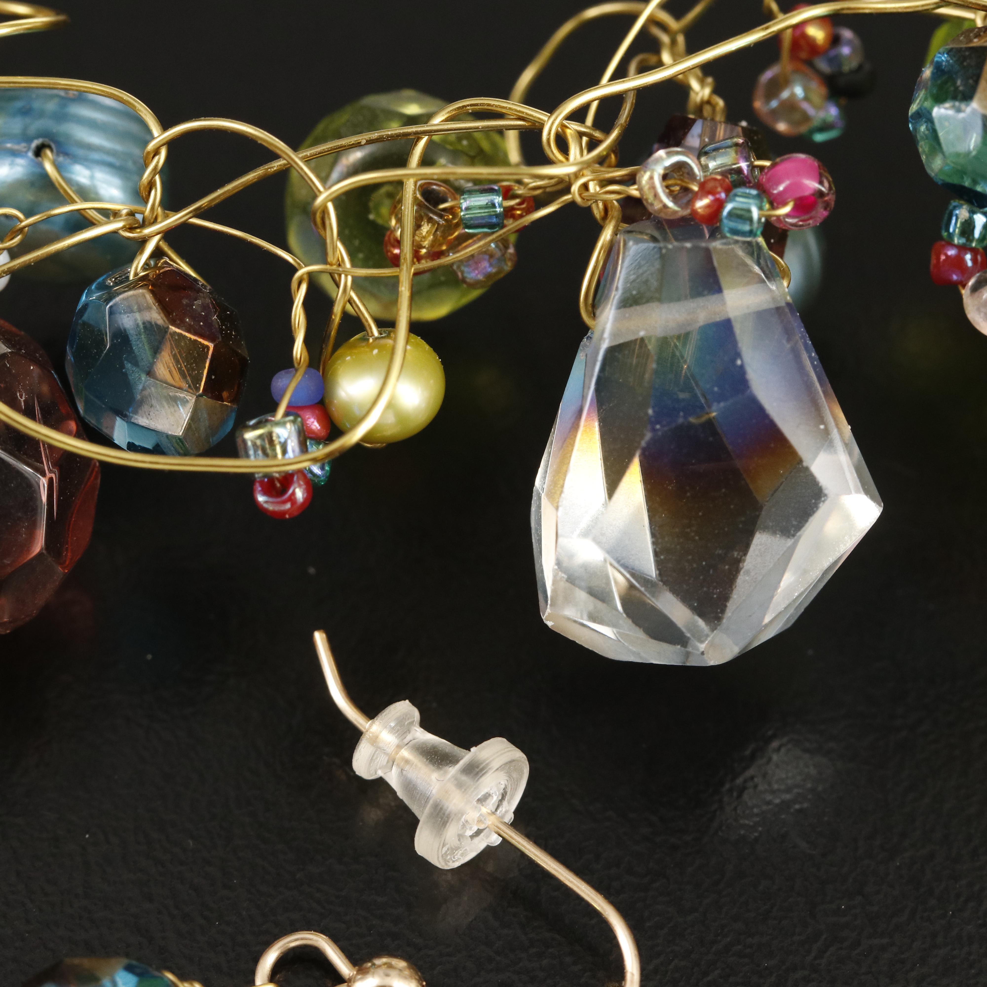 Pearl and Crystal Wire Wrap Jewelry Set EBTH