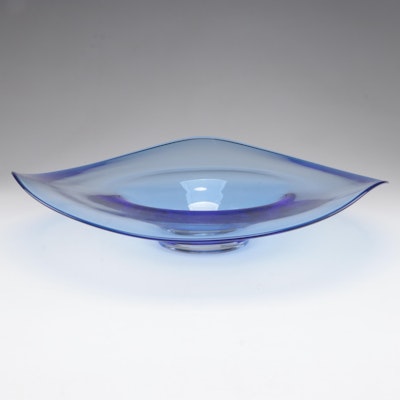 Crate & Barrel Cobalt "Bolero" Decorative Glass Bowl