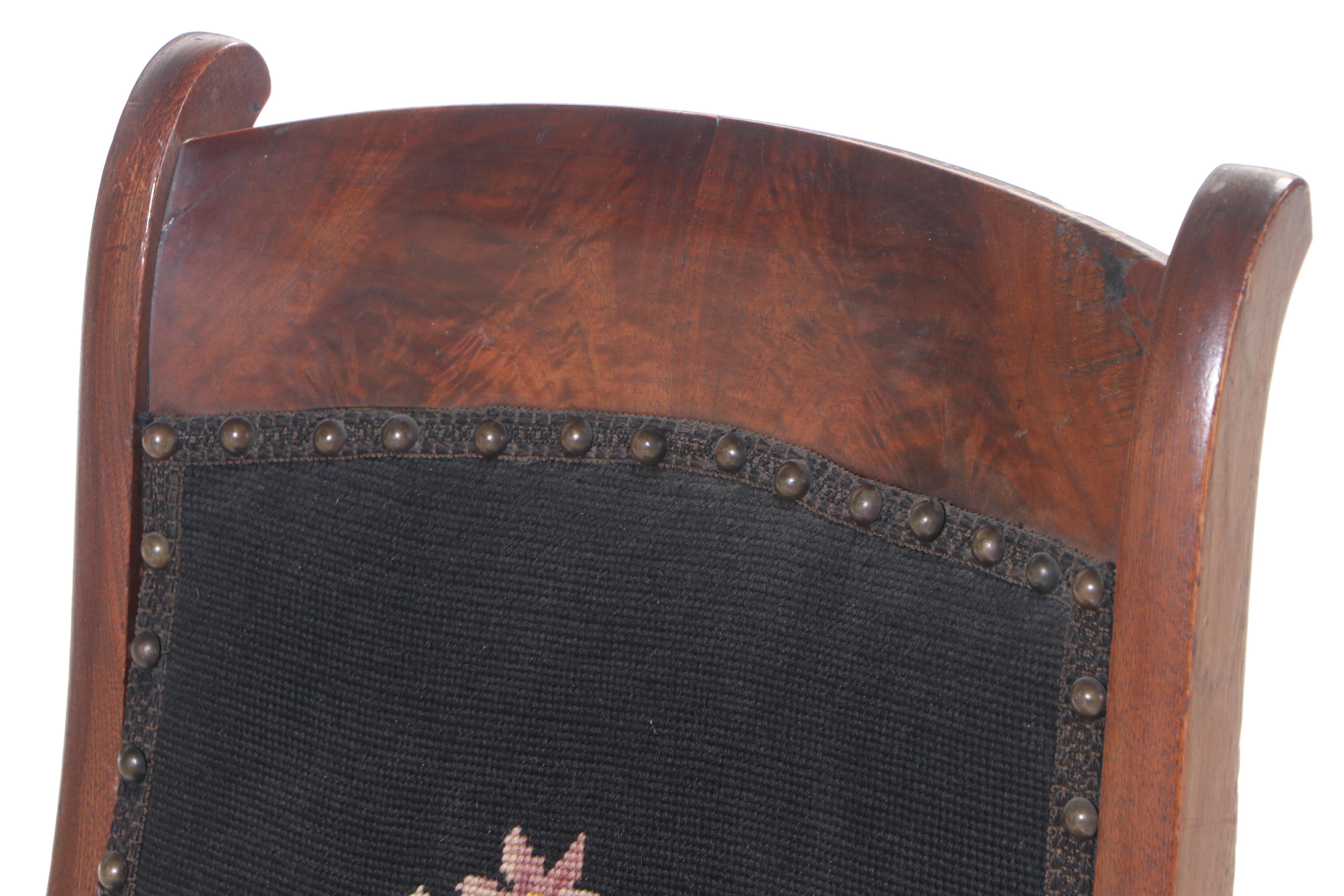 Victorian Mahogany Slipper Rocking Chair with Needlepoint Upholstery EBTH