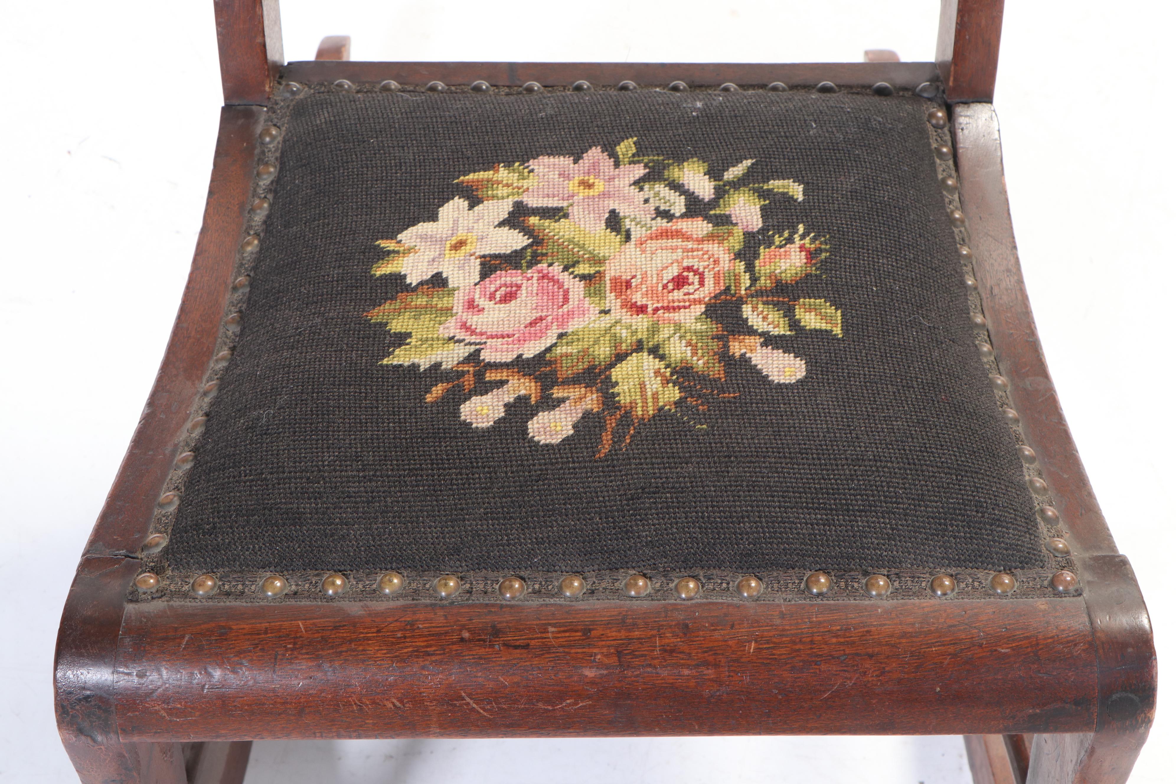 Victorian Mahogany Slipper Rocking Chair with Needlepoint Upholstery EBTH
