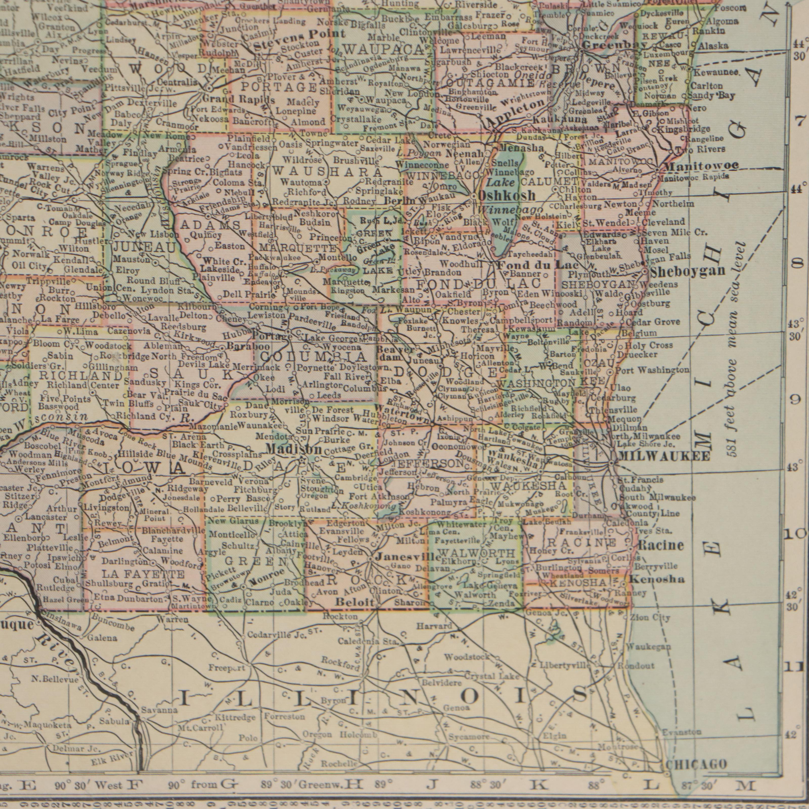 C. S. Hammond & Co Wax Engraving Map of Wisconsin, circa 1910 EBTH